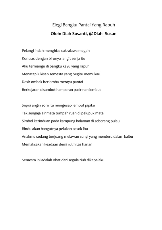 Elegi Bangku Pantai yang Rapuh